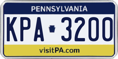 PA license plate KPA3200