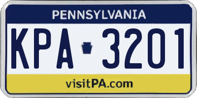 PA license plate KPA3201