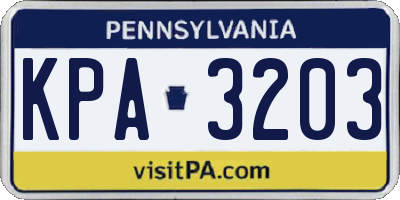 PA license plate KPA3203