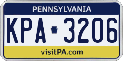 PA license plate KPA3206