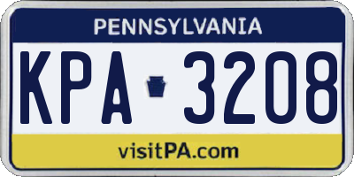PA license plate KPA3208