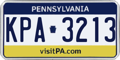 PA license plate KPA3213