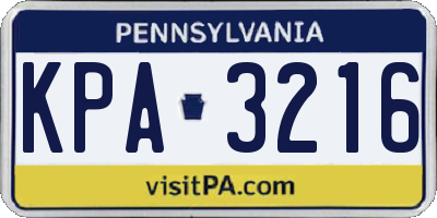PA license plate KPA3216