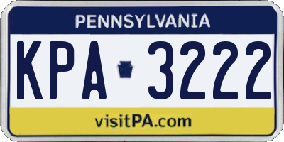 PA license plate KPA3222