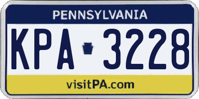PA license plate KPA3228