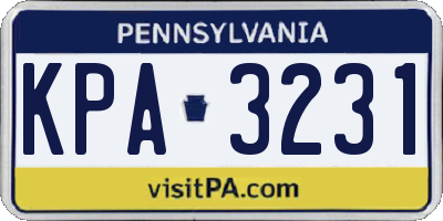 PA license plate KPA3231