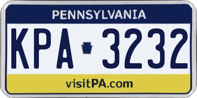 PA license plate KPA3232