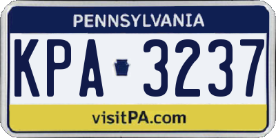 PA license plate KPA3237