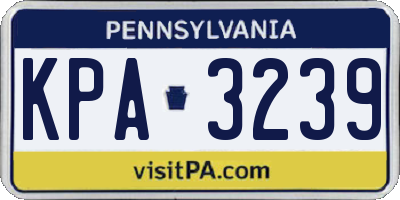 PA license plate KPA3239