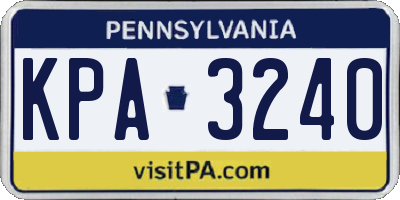 PA license plate KPA3240