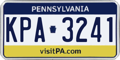 PA license plate KPA3241