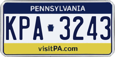 PA license plate KPA3243