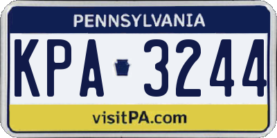 PA license plate KPA3244