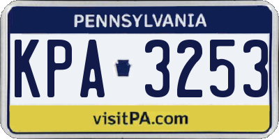 PA license plate KPA3253