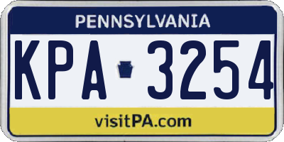 PA license plate KPA3254