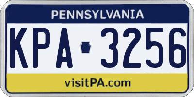 PA license plate KPA3256