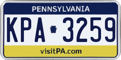 PA license plate KPA3259