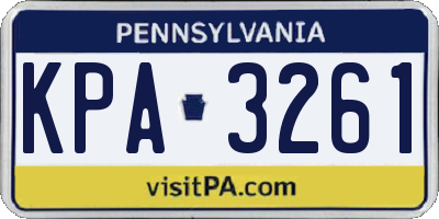 PA license plate KPA3261