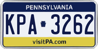 PA license plate KPA3262