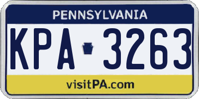 PA license plate KPA3263
