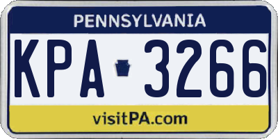 PA license plate KPA3266