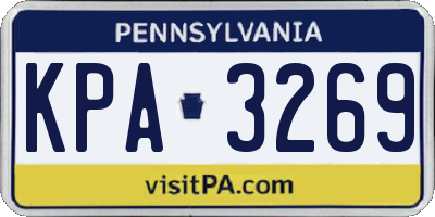 PA license plate KPA3269