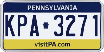 PA license plate KPA3271