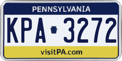 PA license plate KPA3272