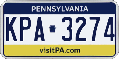 PA license plate KPA3274