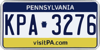 PA license plate KPA3276
