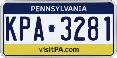PA license plate KPA3281