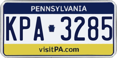 PA license plate KPA3285