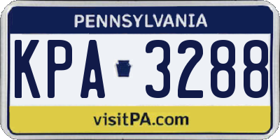 PA license plate KPA3288