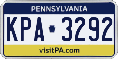 PA license plate KPA3292