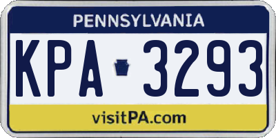 PA license plate KPA3293