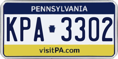PA license plate KPA3302