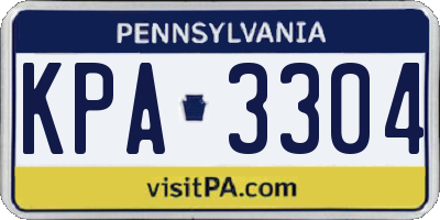PA license plate KPA3304