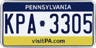 PA license plate KPA3305