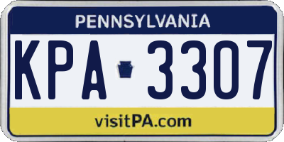 PA license plate KPA3307