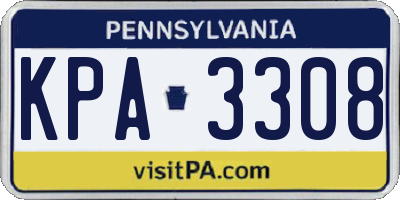 PA license plate KPA3308
