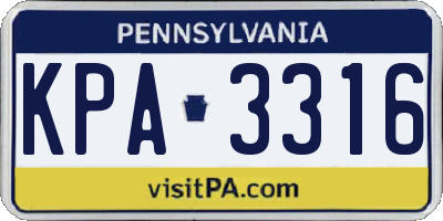 PA license plate KPA3316