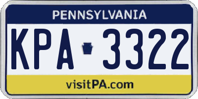 PA license plate KPA3322