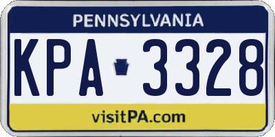 PA license plate KPA3328