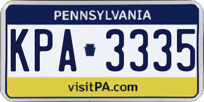 PA license plate KPA3335