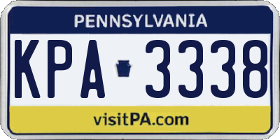 PA license plate KPA3338