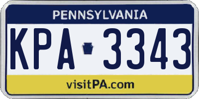 PA license plate KPA3343
