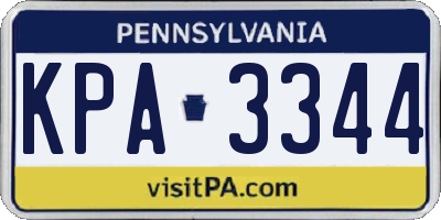 PA license plate KPA3344