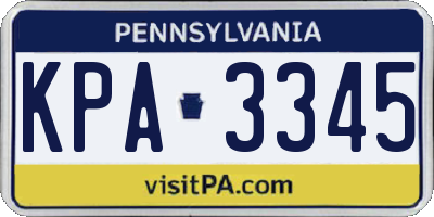PA license plate KPA3345