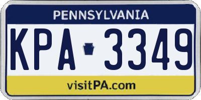 PA license plate KPA3349