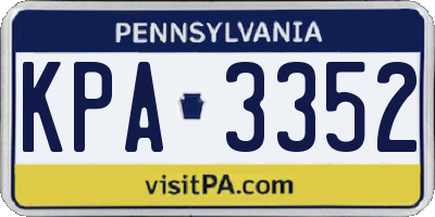PA license plate KPA3352